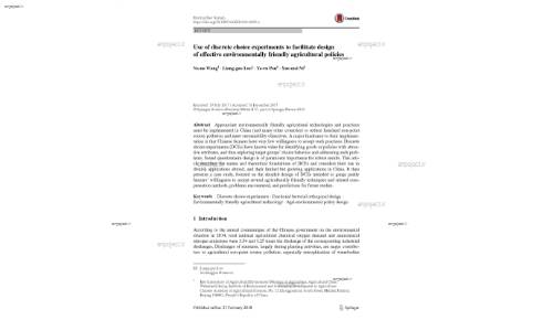 Use of discrete choice experiments to facilitate design of effective environmentally friendly agricultural policies